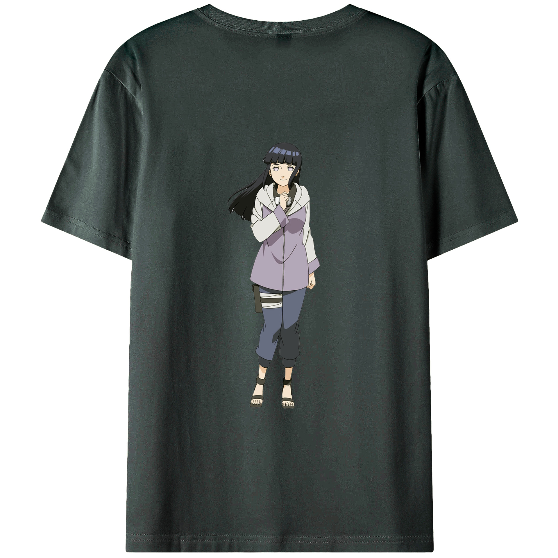 （画像用） NARUTO -ナルト- 日向ヒナタ Hyūga Hinata 綿100％ メンズ半袖Tシャツ（バックプリント） 通気性